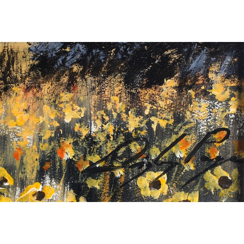 90 - ARR Digby Page (b 1945), Fields of Gold, triptych, landscape with finca, acrylic, signed to lower ri... 