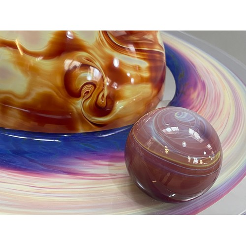 7 - ARR Dino Rosin (Italian b1948), A Murano Calcedonia and banded glass sculpture of the planet Saturn,... 