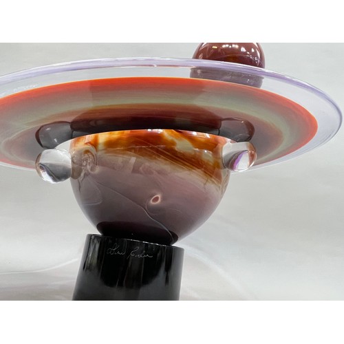 7 - ARR Dino Rosin (Italian b1948), A Murano Calcedonia and banded glass sculpture of the planet Saturn,... 