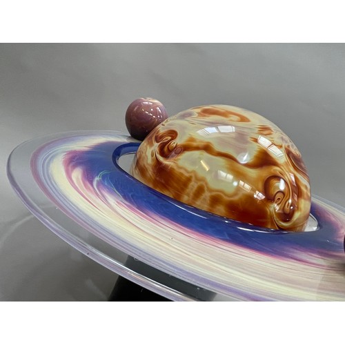 7 - ARR Dino Rosin (Italian b1948), A Murano Calcedonia and banded glass sculpture of the planet Saturn,... 