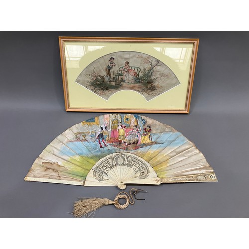 25 - A large fan from the Felix Tal collection, purchased in 1994, the bone monture etched with F. Tal 18... 