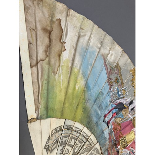 25 - A large fan from the Felix Tal collection, purchased in 1994, the bone monture etched with F. Tal 18... 