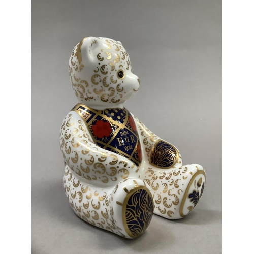 10 - A Royal Crown Derby Diamond Jubilee teddy bear limited edition of 750 for Goviers of Sidmouth, gold ... 