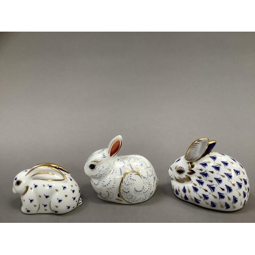 18 - Three Royal Crown Derby paperweight rabbits including a bunny, exclusive for A Royal Crown Derby Col... 