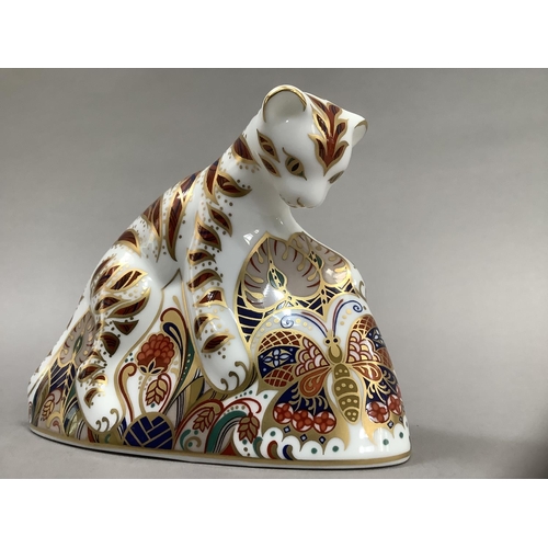 3 - A Royal Crown Derby Bengal tiger cup, 1995, gold button, 10cm high