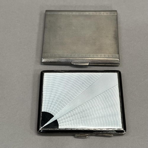 469 - An Art Deco silver and enamel cigarette case, Birmingham 1930 Barker Brothers Silver Ltd, set to the... 