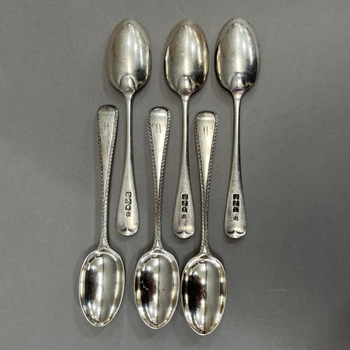 404 - A set of six Victorian silver teaspoons, London 1898 for Josiah Williams & Co in gadroon edged Hanov... 