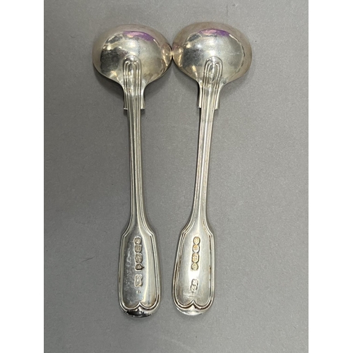 403 - A pair of Victorian silver mustard spoons, London, 1838 for William Eaton in fiddle and thread patte... 