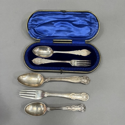 398 - A boxed pair of Edward VII christening spoon and fork, Sheffield 1916 and 1911 from CW Fletcher & So... 