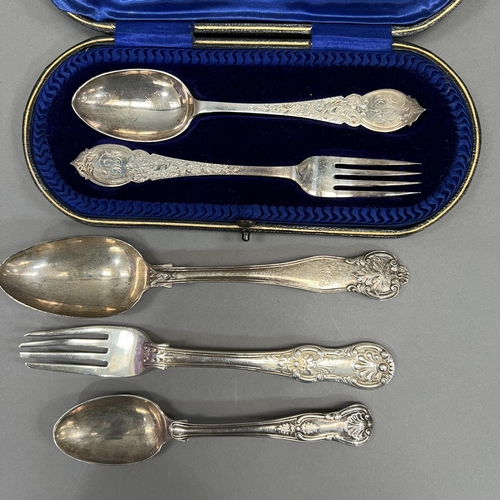 398 - A boxed pair of Edward VII christening spoon and fork, Sheffield 1916 and 1911 from CW Fletcher & So... 