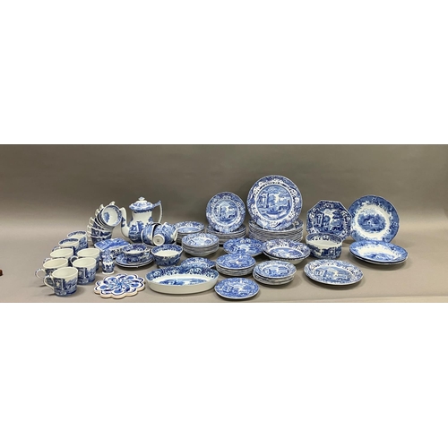 113 - A collection of Copeland Spode Italian blue pattern tableware including coffee pot, nine teacups, se... 