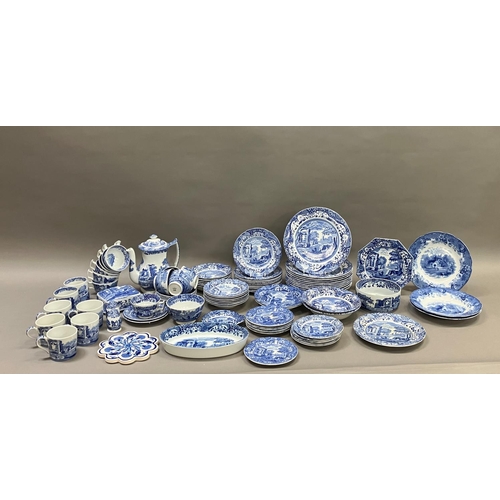 113 - A collection of Copeland Spode Italian blue pattern tableware including coffee pot, nine teacups, se... 