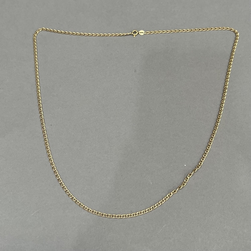 437 - A neck chain in 9ct gold facetted marine curb links, approximate length 64mm, approximate weight 9g