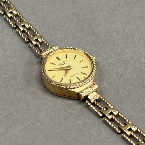 440 - A Rotary lady’s quartz wrist watch in 9ct gold case, matt yellow dial with gilt batons and alpha han... 