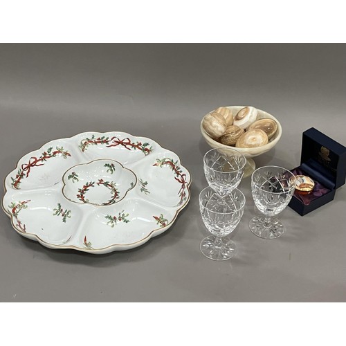 92 - A Royal Worcester Holly and Ribbon crudité dish in original box 34.5cm together with a Royal Worcest... 