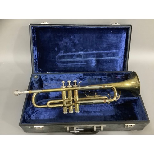 107 - A brass trumpet in fitted case