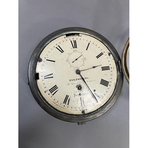 62 - A Victorian ship's clock, the enamel dial with black Roman numerals and Arabic  seconds dial, signed... 