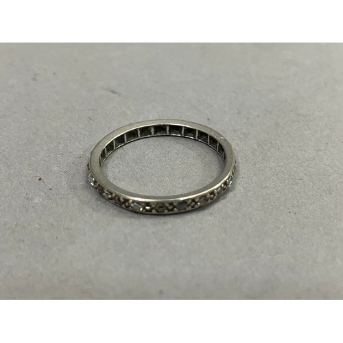 421 - A diamond eternity ring circa 1950 in 9ct gold set with small rose cut diamonds, Finger size: N