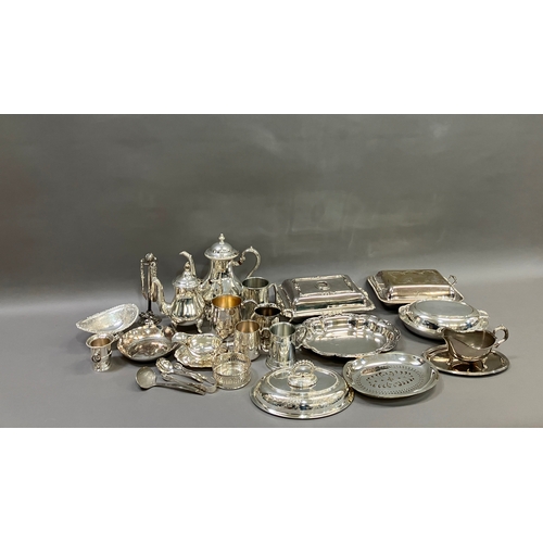 102 - A collection of silver plated ware including lidded tureens etc