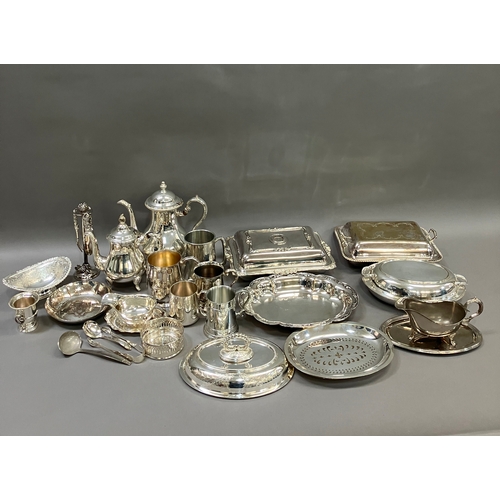 102 - A collection of silver plated ware including lidded tureens etc