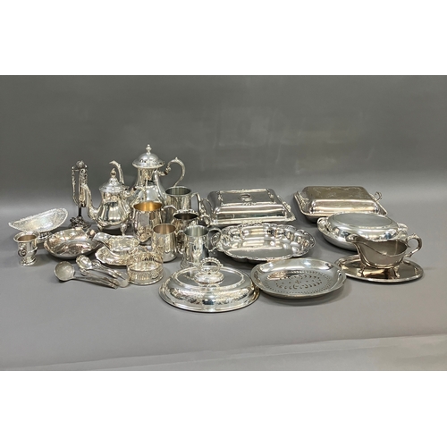 102 - A collection of silver plated ware including lidded tureens etc