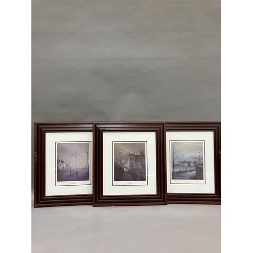 327 - A set of three colour prints after Raymond Grronain, Evening Lamplight One 207/850, Evening Lampligh... 