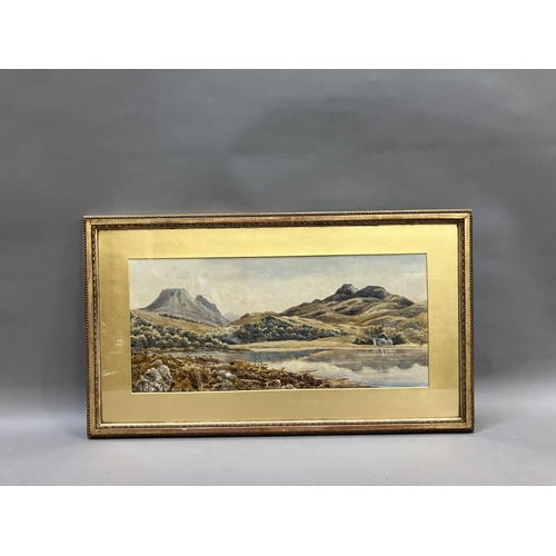 214 - A late 19th century watercolour of a Lakeland scene, unsigned, 24.5cm x 54.5cm