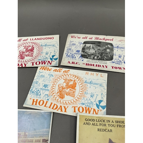 411 - Three ABC Television Holiday Town postcards for Llandudno, Rhyll and Blackpool for outside broadcast... 