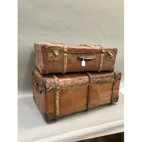 149 - Two travel trunks, oak bound, one labelled S M Piercy