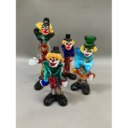 263 - Four Murano style glass clowns