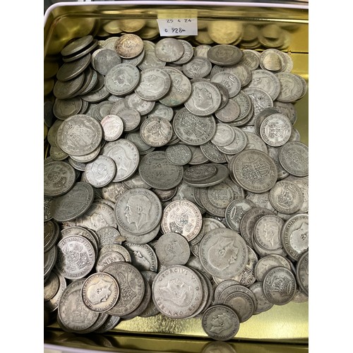 413 - Pre 1947 British silver coinage, total approximate weight 2.5Kg