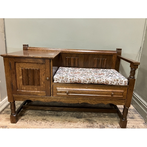 515 - An oak veneered telephone table together with a small drop leaf occasional table