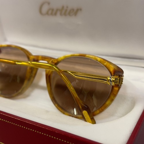 75 - A pair of Aurore Cartier prescription sunglasses with marbled frames signed Cartier, I.D card in ori... 