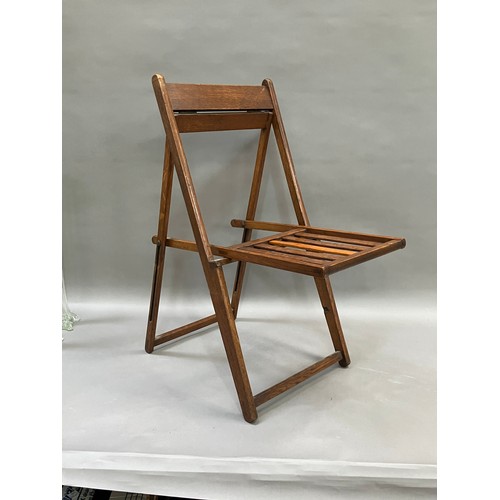 523 - A 1930/40s oak folding chair with slatted seat