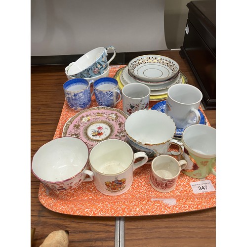 347 - Various 19th century cabinet cups and saucers