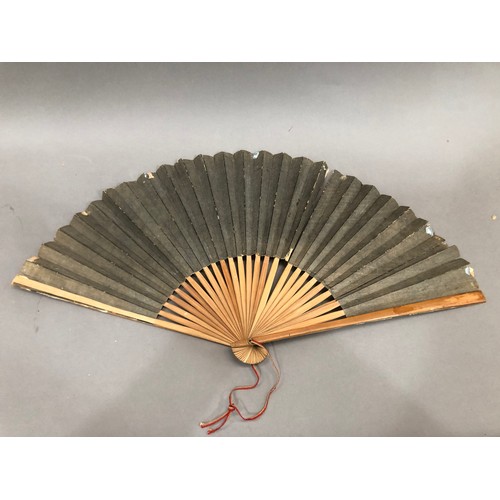 136B - Chinese Topographical Fan: a very unusual paper fan with bamboo sticks, 19th century or earlier, the... 