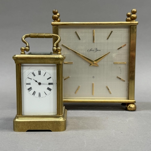 93 - A late 19th/early 20th century  miniature carriage clock, 8-day lever movement in fine light brass c... 