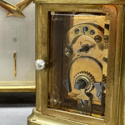 93 - A late 19th/early 20th century  miniature carriage clock, 8-day lever movement in fine light brass c... 