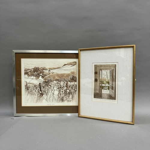 254 - Michael Stokoe (b.1933), Martys Farm, sepia etching no. 14/30, signed, titled and numbered in pencil... 