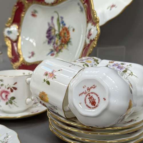 133 - A Royal Crown Derby Posies tea services comprising sugar and cream, six cups, six saucers and a larg... 