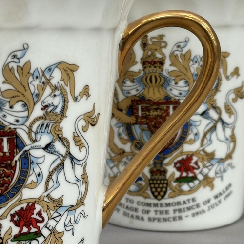 98 - A creamware basket, together with Royal commemorative items, Queen Elizabeth II and later, a glass i... 