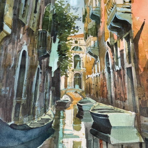 266 - A Venetian backwater, watercolour over pencil, indistinctly signed to lower right, 33.5cm x 23cm, to... 