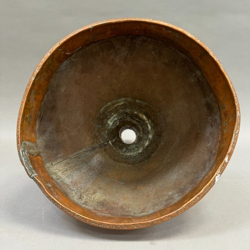 108 - A large copper funnel 32.5cm high