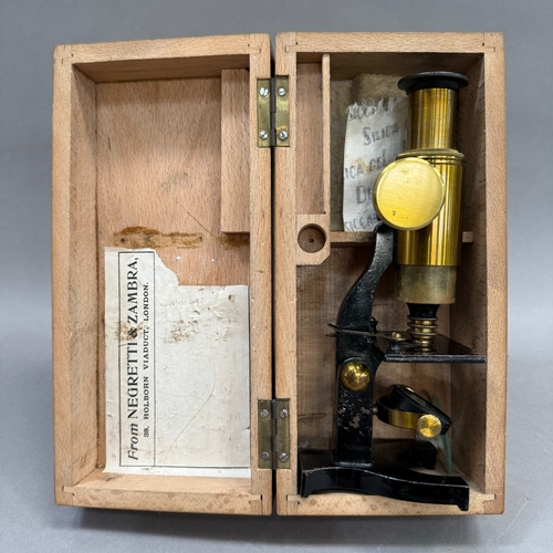 29 - A Negretti and Zambra microscope in wooden case