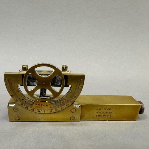 31 - An early 20th century brass clinometer by J H Stuart, 406 Strand, London, 12cm