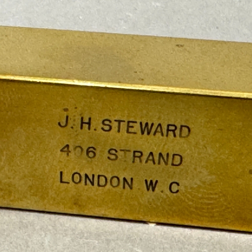 31 - An early 20th century brass clinometer by J H Stuart, 406 Strand, London, 12cm