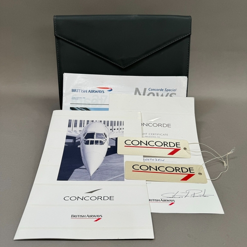 92 - Concorde memorabilia: a flight certificate dated 1996 presented with a booklet on Concorde, Concorde... 