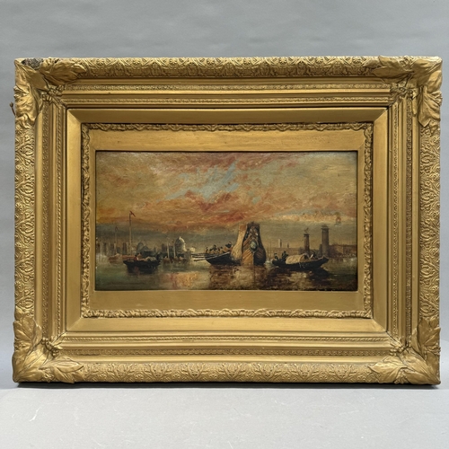 161 - W R Williams, Venetian scene with gondolas, signed to lower right, 32cm x 57cm