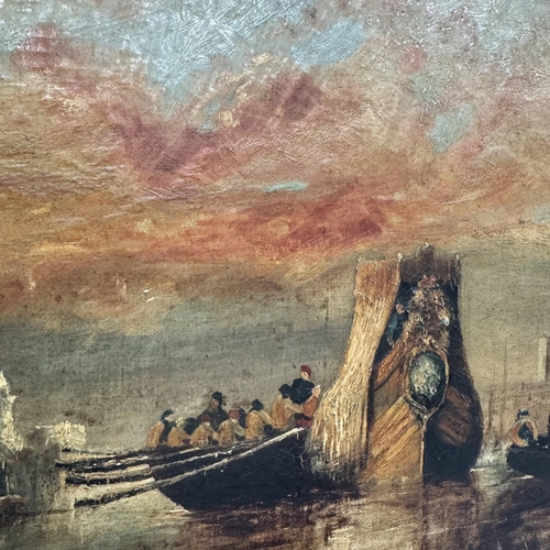 161 - W R Williams, Venetian scene with gondolas, signed to lower right, 32cm x 57cm