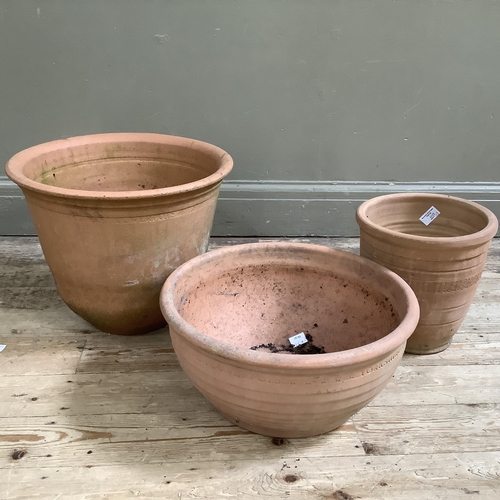 50 - A Yorkshire Flowerpot Company terracotta plant pot, another pot and a further terracotta pot (unname... 